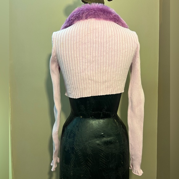 Urban Outfitters Izzy Faux Fur Cropped Cardigan in Pink & Green lot of 2 Size S - Picture 14 of 15